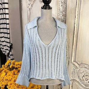 BDG Soft Light Blue Women's Oversized V Neck Sweater